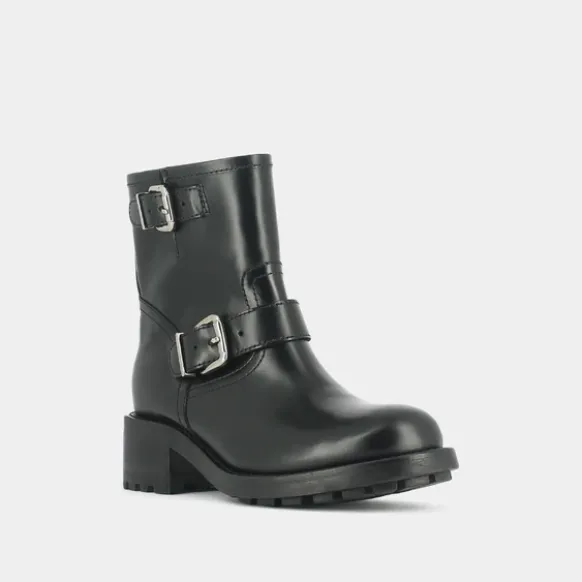 Boots à talons, semelles crantées et détails boucles argentées