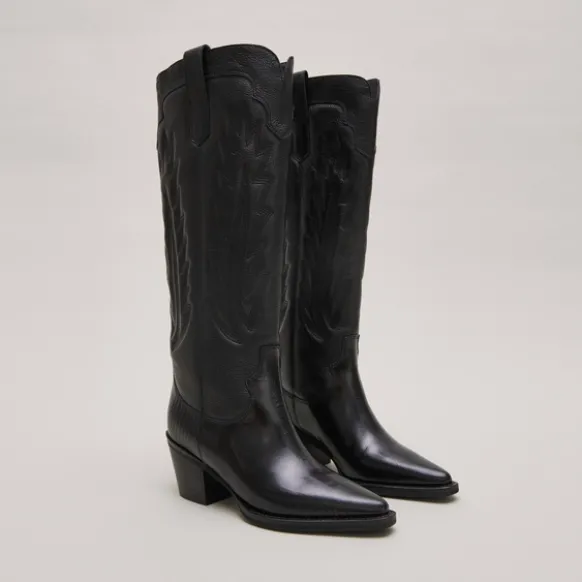 Bottes à talons épais et surpiqures apparentes