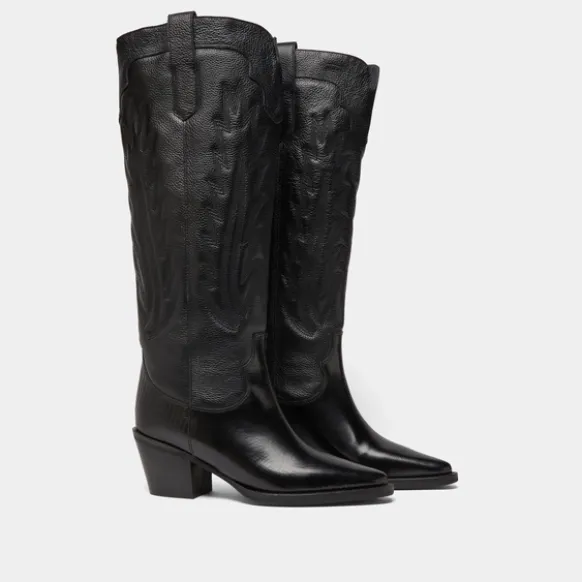 Bottes à talons épais et surpiqures apparentes