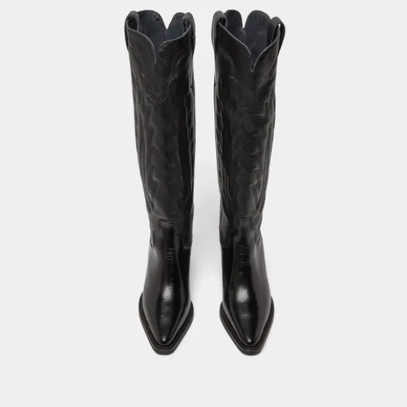 Bottes à talons épais et surpiqures apparentes