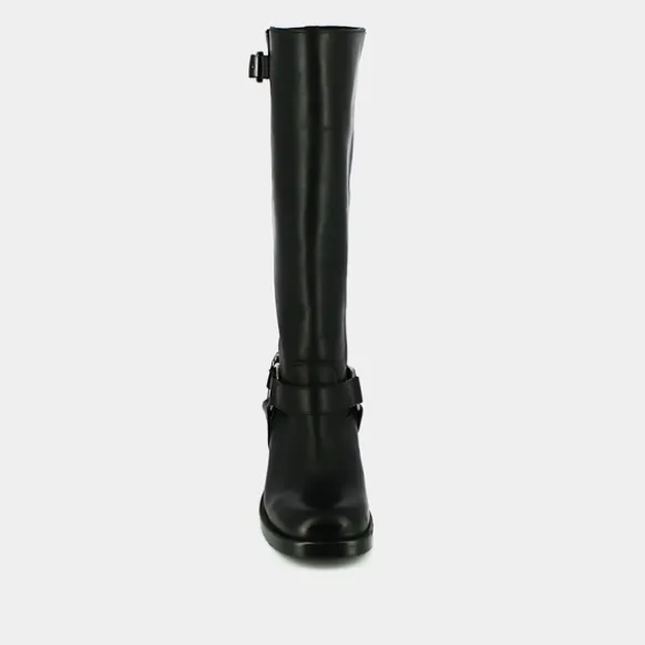 Bottes hautes à bouts ronds et boucles