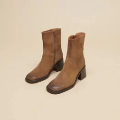 Bottines à bouts carrés et coutures appa...