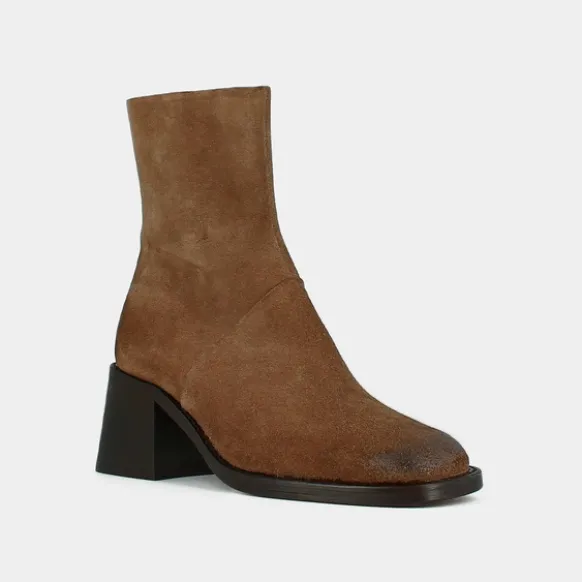 Bottines à bouts carrés et coutures appa...