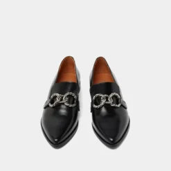 Mocassins à boucles argentées et bouts p...