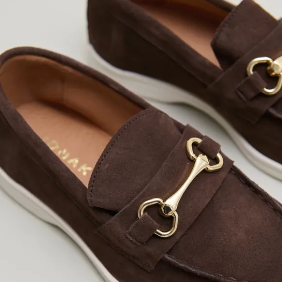 Mocassins à mors dorés et surpiqûres