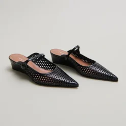 Mules compensées à bouts pointus