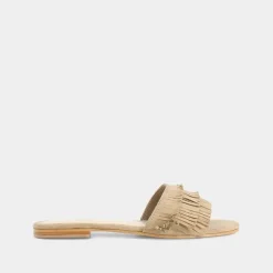 Mules en velours beige