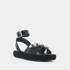 Sandales à brides croisées et strass