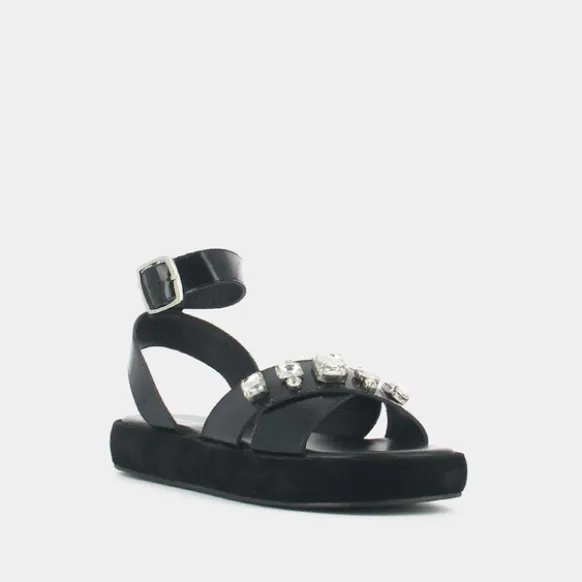 Sandales à brides croisées et strass