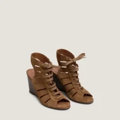Sandales compensées à lacets et arrières ouverts